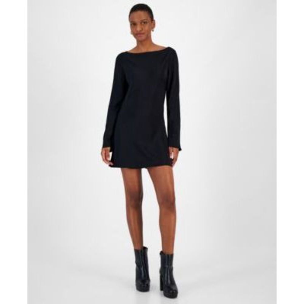 French Connection Women Ennis Satin Longsleeve Basic Black 2